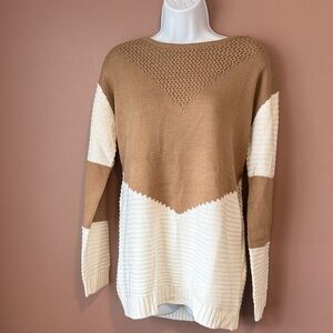 Two-Tone Brown and White Women's Sweater